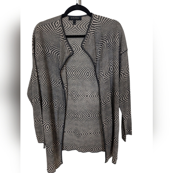 Escada Black and Cream Geometric Women's Sweater Cardigan sz 38 EU - Picture 1 of 7
